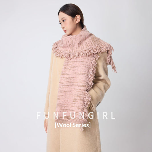 Bufanda de Lana con Fleco Lateral - Cuello Cálido y Casual