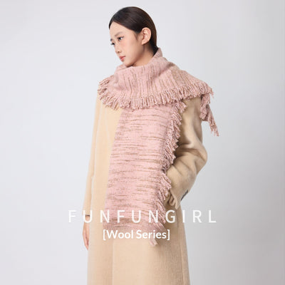 Bufanda de Lana con Fleco Lateral - Cuello Cálido y Casual