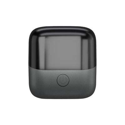 Silver mini electric shaver with a double-headed rotary design and a black power button on top. - Image 6