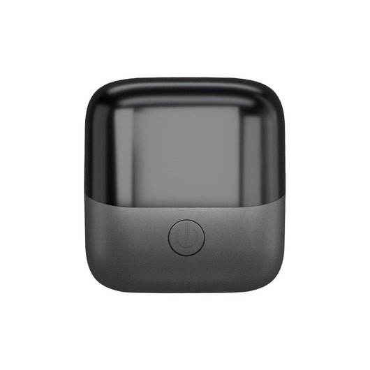 Silver mini electric shaver with a double-headed rotary design and a black power button on top. - Image 6