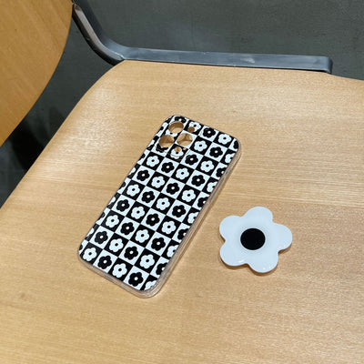 Funda para Celular con Diseño de Celosía Floral en Blanco y Negro - Image 9