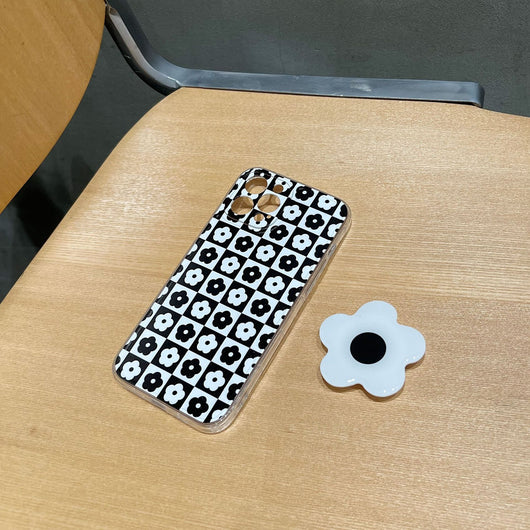 Funda para Celular con Diseño de Celosía Floral en Blanco y Negro - Image 9