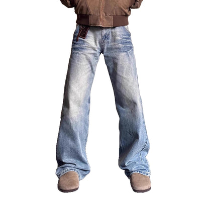 Pantalones Hombre Estilo Retro Desgastado con Rayas de Rayo y Textura de Bambú - Image 5