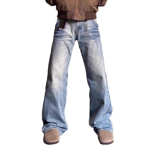 Pantalones Hombre Estilo Retro Desgastado con Rayas de Rayo y Textura de Bambú - Image 5