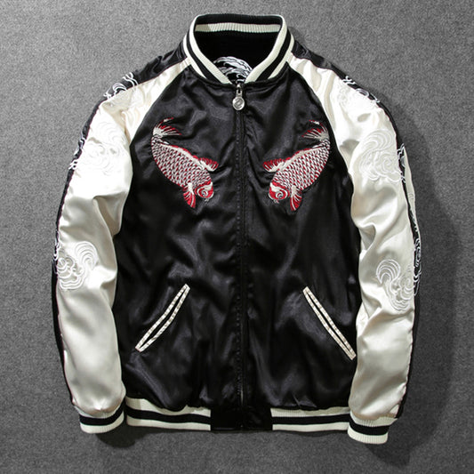 Chaqueta de Béisbol Bordada Heavy Industries Estilo Yokosuka para Hombre