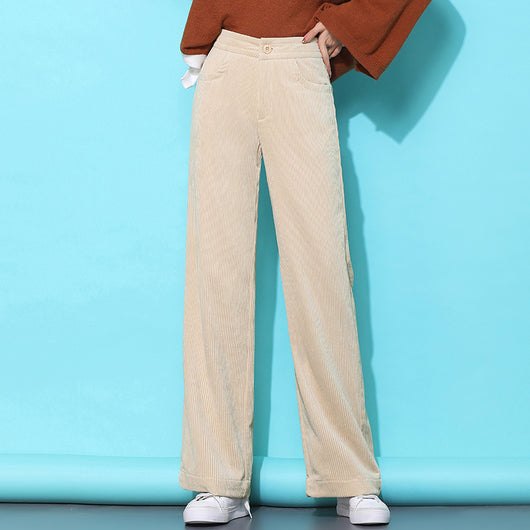Pantalón Pana Ancho Cintura Alta Casual Holgado - Image 7