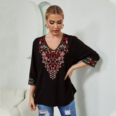 Blusa Suelta de Manga Larga con Bordado para Otoño e Invierno - Image 3