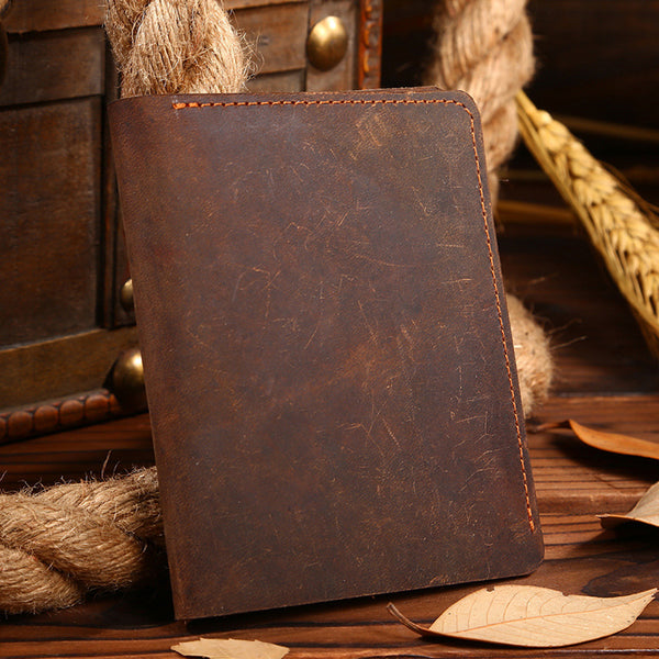 Billetera Corta de Cuero Crazy Horse Vintage para Hombre