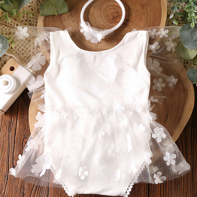 Vestido de Encaje Floral Blanco para Recién Nacida - Image 11