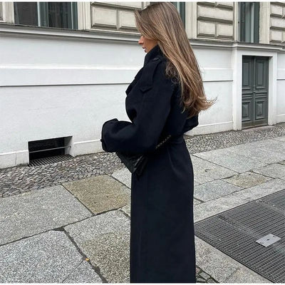 Abrigo de Lana para Mujer con Cinturón - Talla Grande - Image 17