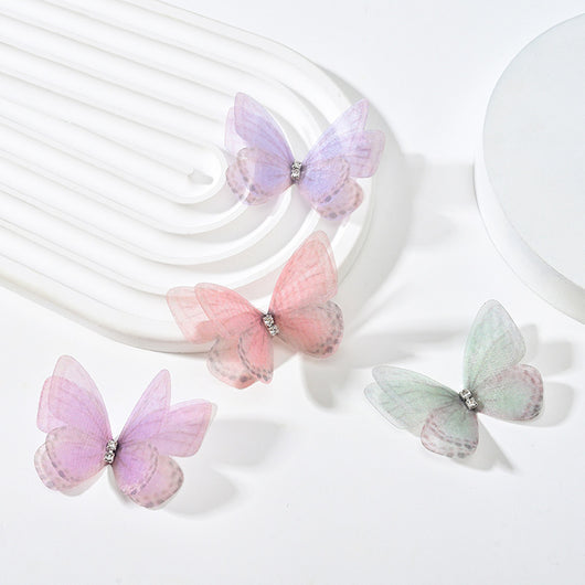 Diadema Tocado Mariposa con Malla Floral Doble Capa Diamante - Image 23