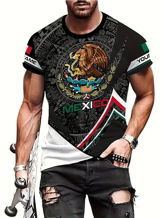 Playera Holgada Águila y Serpiente Cuello Redondo para Hombre - Image 8