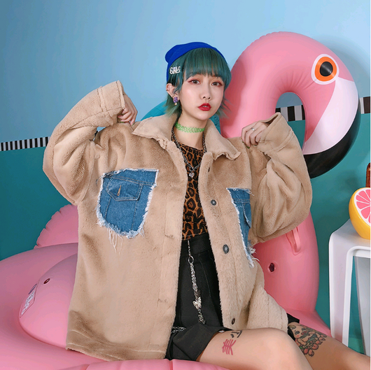 Cardigan Casual de Invierno para Mujer con Detalles de Piel y Solapa Denim - Image 20