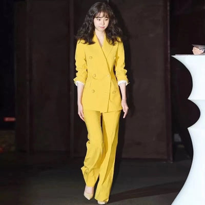 Traje Ejecutivo Amarillo Dos Piezas para Mujer - Image 2