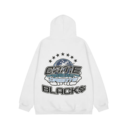 Sudadera Hoodie Holgada con Letras de Dibujos Animados para Hombre - Image 4