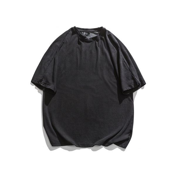 Camiseta Retro Japonesa Manga Corta Hombre Cuello Redondo Suelta
