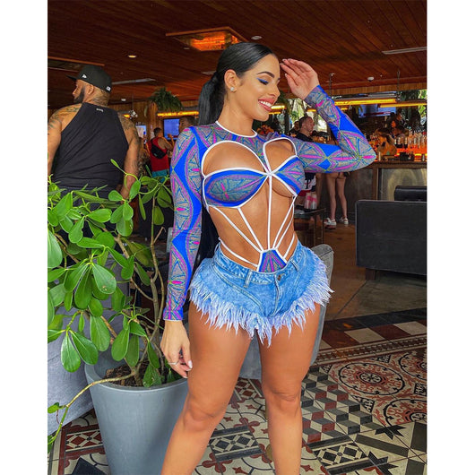 Bodysuit Manga Larga Calado con Estampado Digital - Image 12