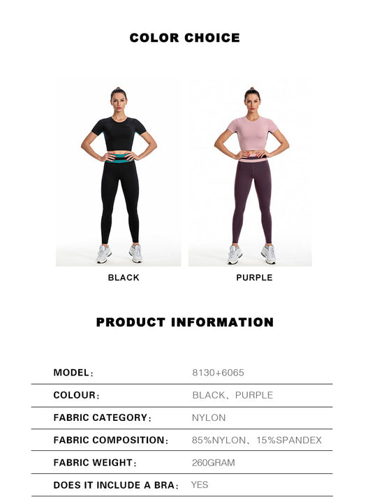 Conjunto Deportivo Yoga Mujer con Sostén Integrado - Playera Corta Ajustada - Image 9
