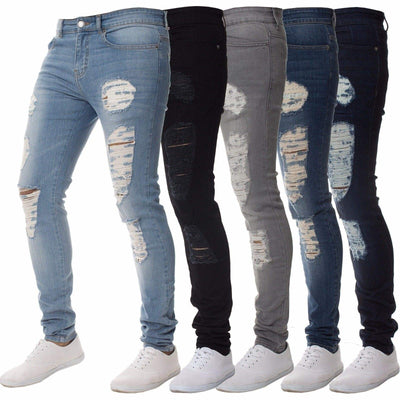 Pantalones Jeans Talla Grande para Hombre en Azul Gris - Image 2