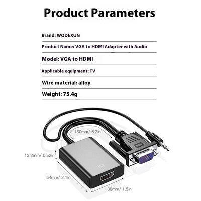 Adaptador VGA a HDMI con Audio y Alimentación - Conexión 1080p Plug and Play - Image 6