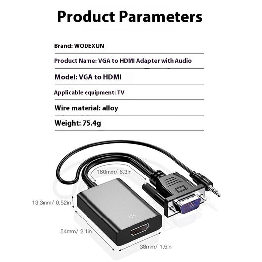 Adaptador VGA a HDMI con Audio y Alimentación - Conexión 1080p Plug and Play - Image 6