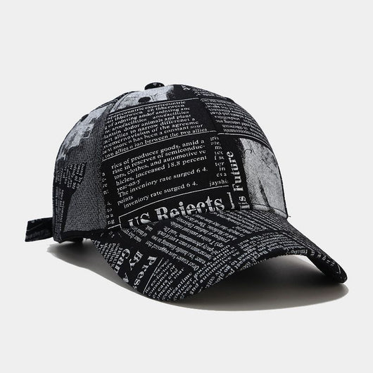 Gorra de Béisbol Retro Estilo Universitario con Patrón de Periódico para Hombre - Image 4