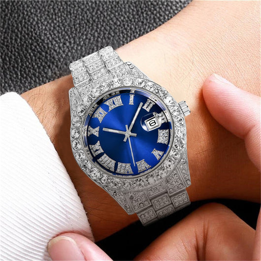 Reloj de Pulsera Hombre Acero Diamante con Calendario Movimiento Cuarzo - Image 16
