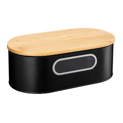 Caja Panera de Hierro Galvanizado con Tapa de Bambú Negro - Image 9