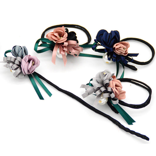 Pasador Coreano Semirrecogido con Perla y Flor - Accesorio para el Cabello - Image 3