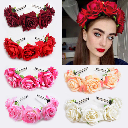 Diadema Corona de Rosas Terciopelo para Sesiones Fotográficas