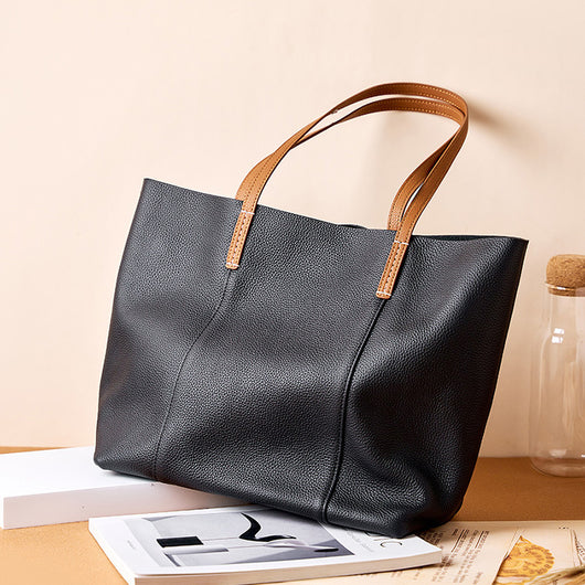 Bolso Tote de Cuero Genuino Hecho a Mano - Bolsa Portátil para Mujer - Image 4