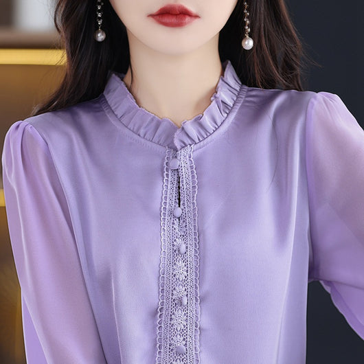 Blusa Clásica con Cuello Volantes y Mangas 3/4 para Mujer - Image 6