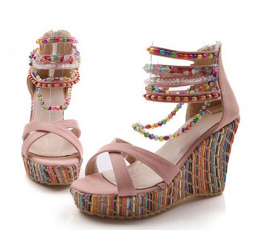 Sandalias Plataforma Bohemias Artesanales con Cuentas - Image 8