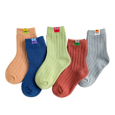 Calcetines de bebé de algodón con animales bordados y rayas coloridas - Image 10