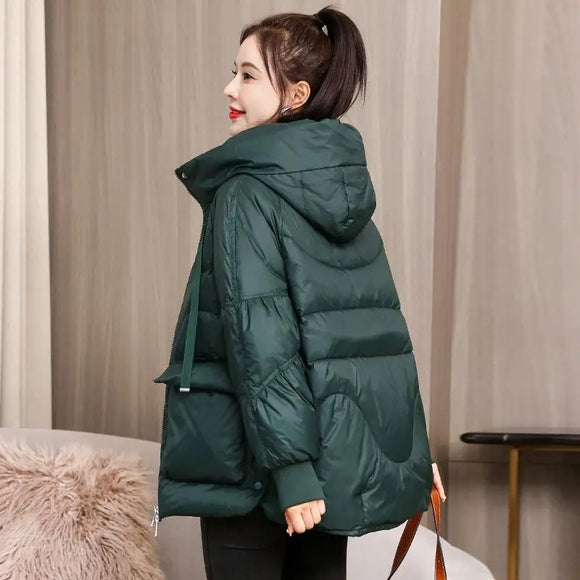 Chaqueta Corta Abrigada Oversize para Mujer Talla Grande