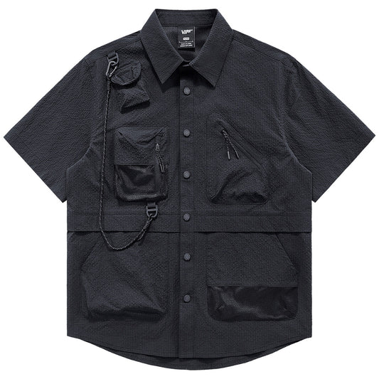 Camisa de Hombre Funcional Multibolsillos Secado Rápido