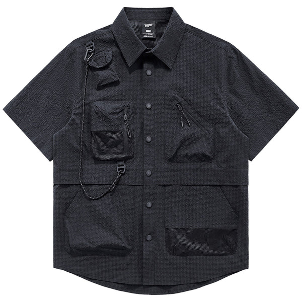 Camisa de Hombre Funcional Multibolsillos Secado Rápido