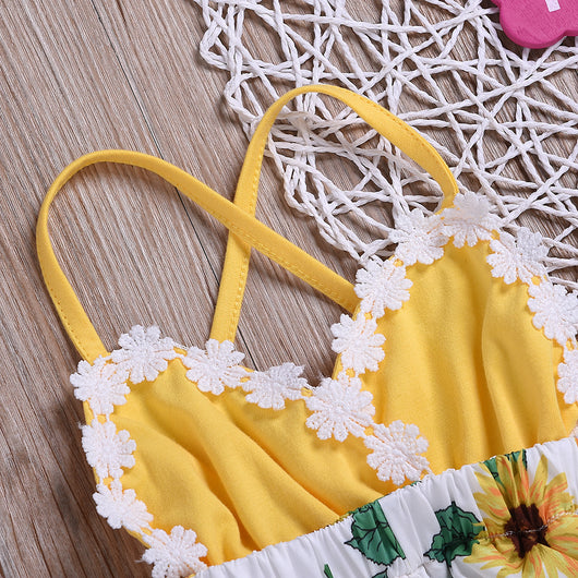 Jumpsuit Infantil Niña con Tirantes Girasol y Encaje - Image 7