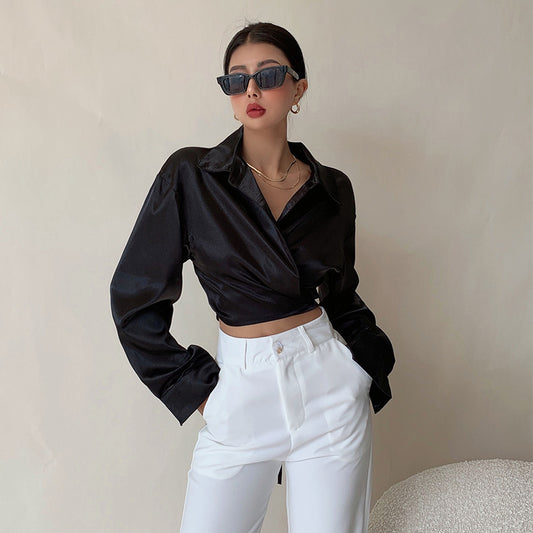 Blusa Bandage de Satén Brillante para Mujer - Ligera y Fresca