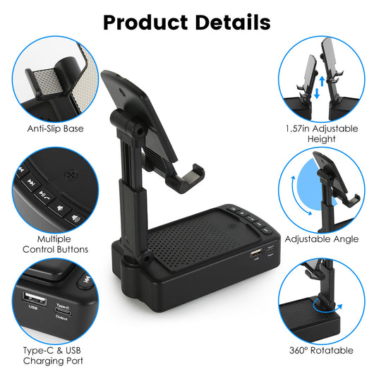 Soporte Plegable para Teléfono con Parlante Inalámbrico, Power Bank y Carga Rápida - Image 7