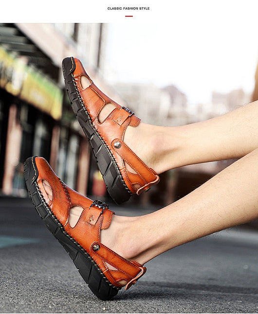 Sandalias Casuales de Cuero Genuino para Hombre - Estilo Versátil y Cómodo - Image 13