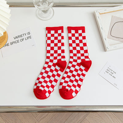 Calcetines Tubo Estilo Ajedrez para Mujer - Image 13