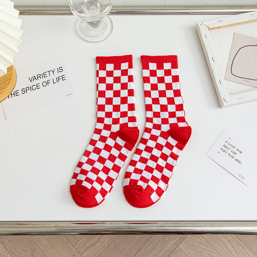Calcetines Tubo Estilo Ajedrez para Mujer - Image 13
