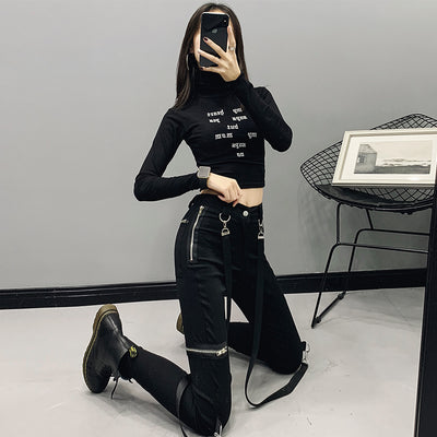 Pantalones Negros Cintura Alta Elásticos Ajustados para Mujer - Image 2
