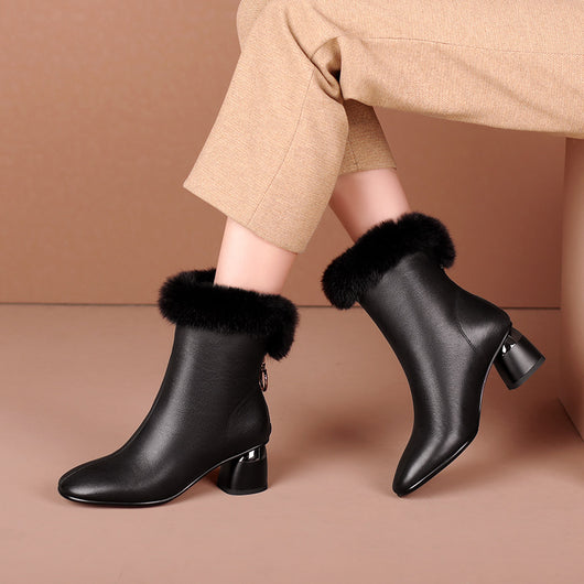 Botas de Cuero con Forro de Lana - Botines Cálidos para Otoño e Invierno - Image 12