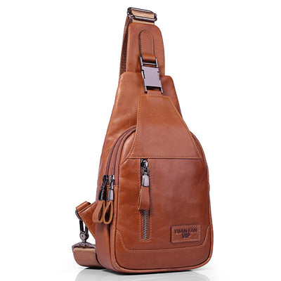 Bolsa de Pecho de Cuero Genuino para Hombre - Messenger Deportivo Estilo Coreano - Image 6