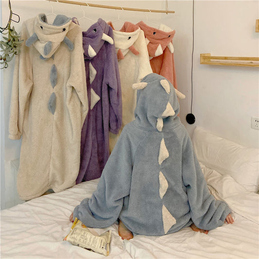 Pijama Largo con Capucha y Orejas de Felpa para Mujer - Otoño e Invierno