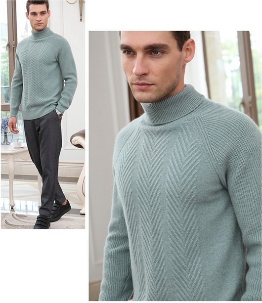Suéter de Cachemira para Hombre con Cuello Alto y Jacquard - Image 14
