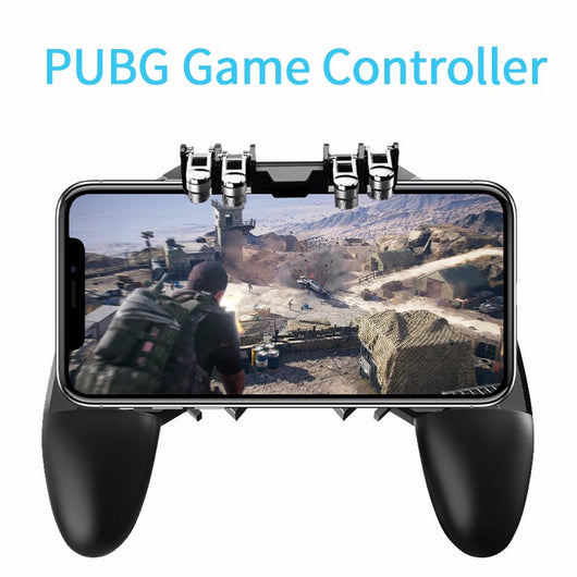 Black AK66 mobile gaming controller with four silver triggers and ergonomic grips for six-finger gameplay. - Image 4