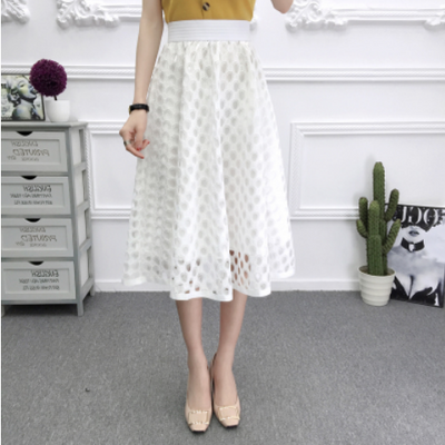 Falda Tutú de Cintura Alta con Encaje Calado - Diseño Voluminoso A para Primavera y Verano - Image 5